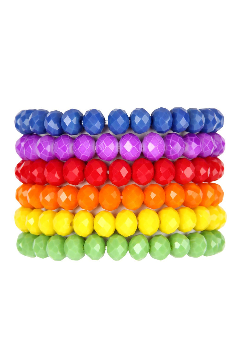 Hdb2854 - Six Multicolor Stretch Glass Beads Bracelet Set