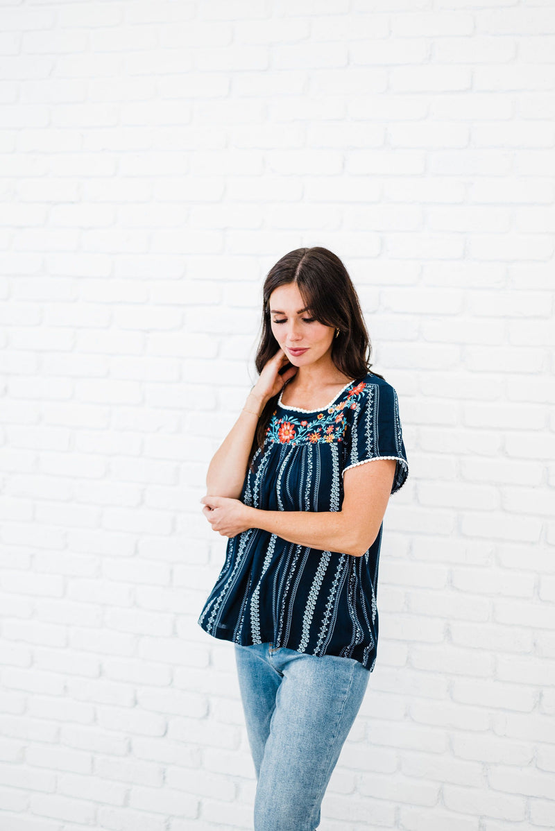 Feeling Carefree Embroidered Top