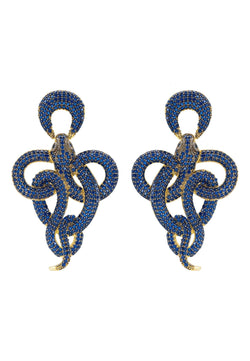 Viper Snake Drop Earrings Gold Sapphire