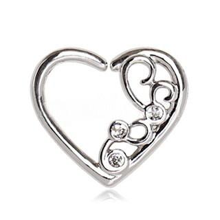 Jeweled Ornate Heart Annealed Cartilage Earring