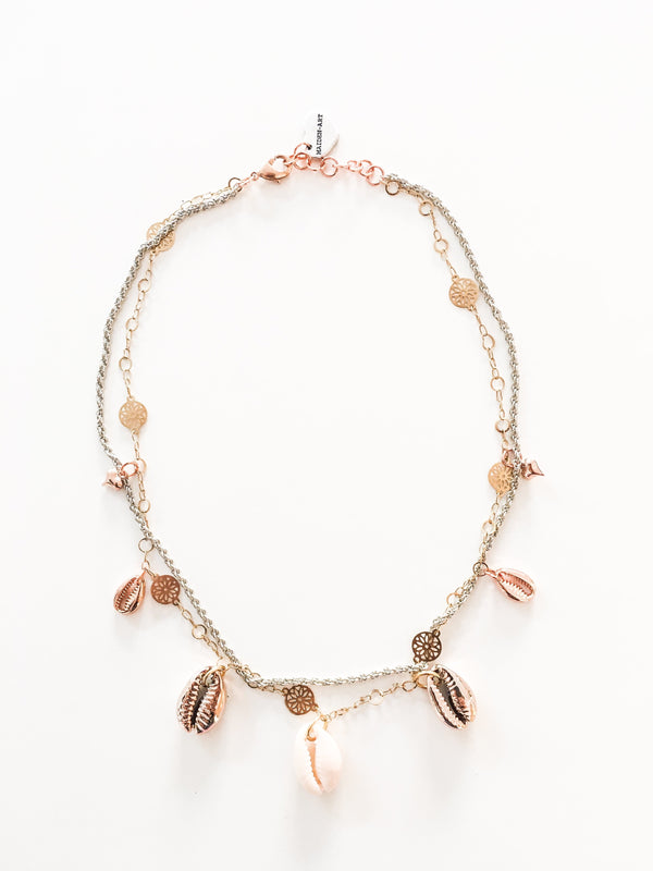Seashells and 18kt Gold Plated Choker Necklace