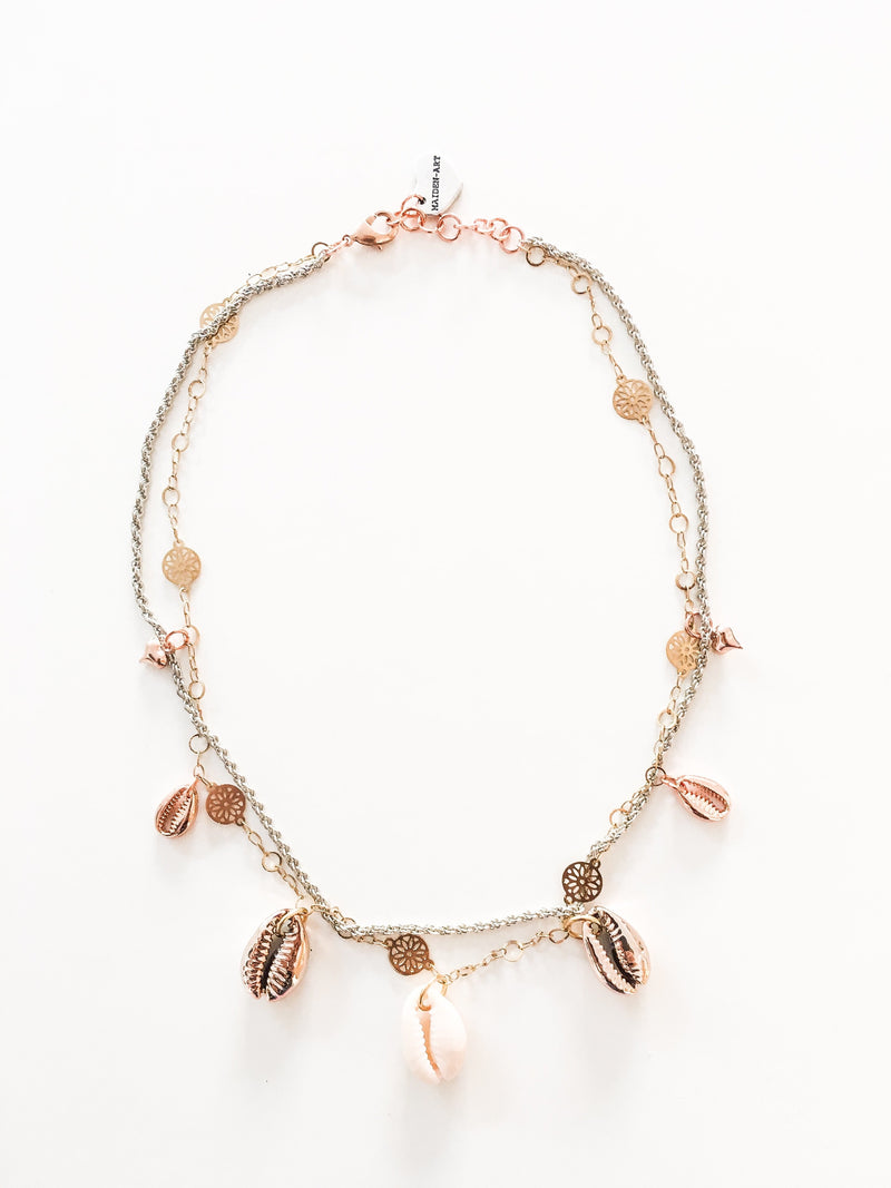 Seashells and 18kt Gold Plated Choker Necklace