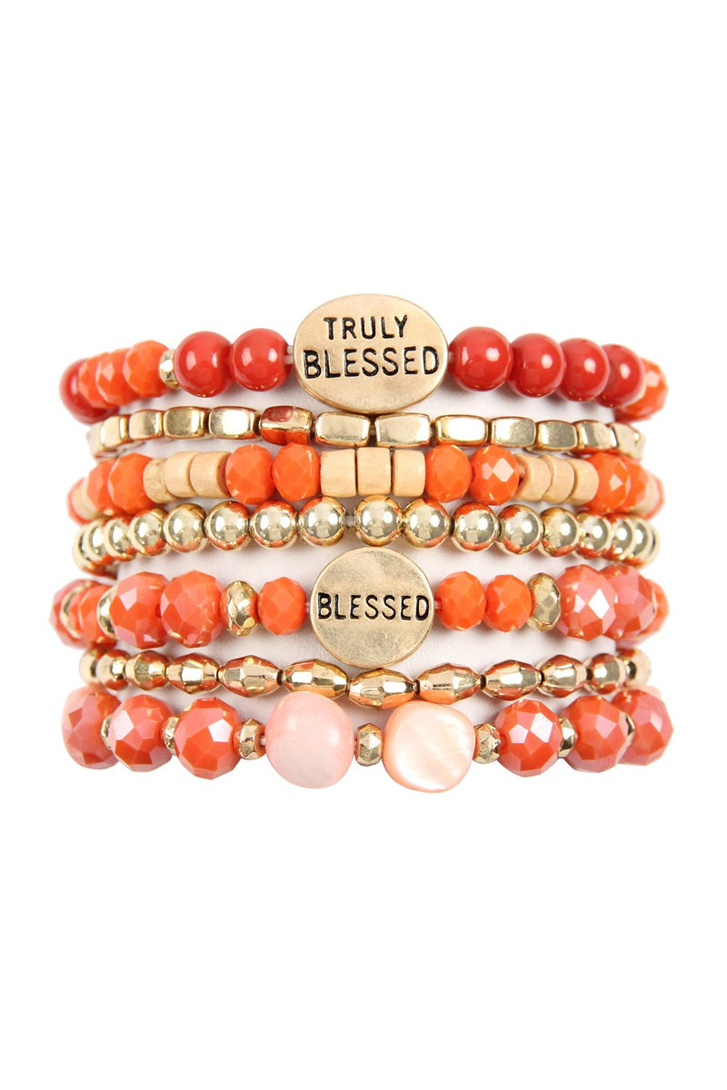 "Truly Blessed" Charm Mix Beads Bracelet