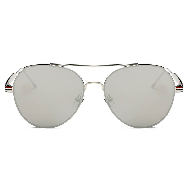 ERIE | S2006 - Modern Teardrop Aviator Flat Mirrored Flat Lens Sunglasses