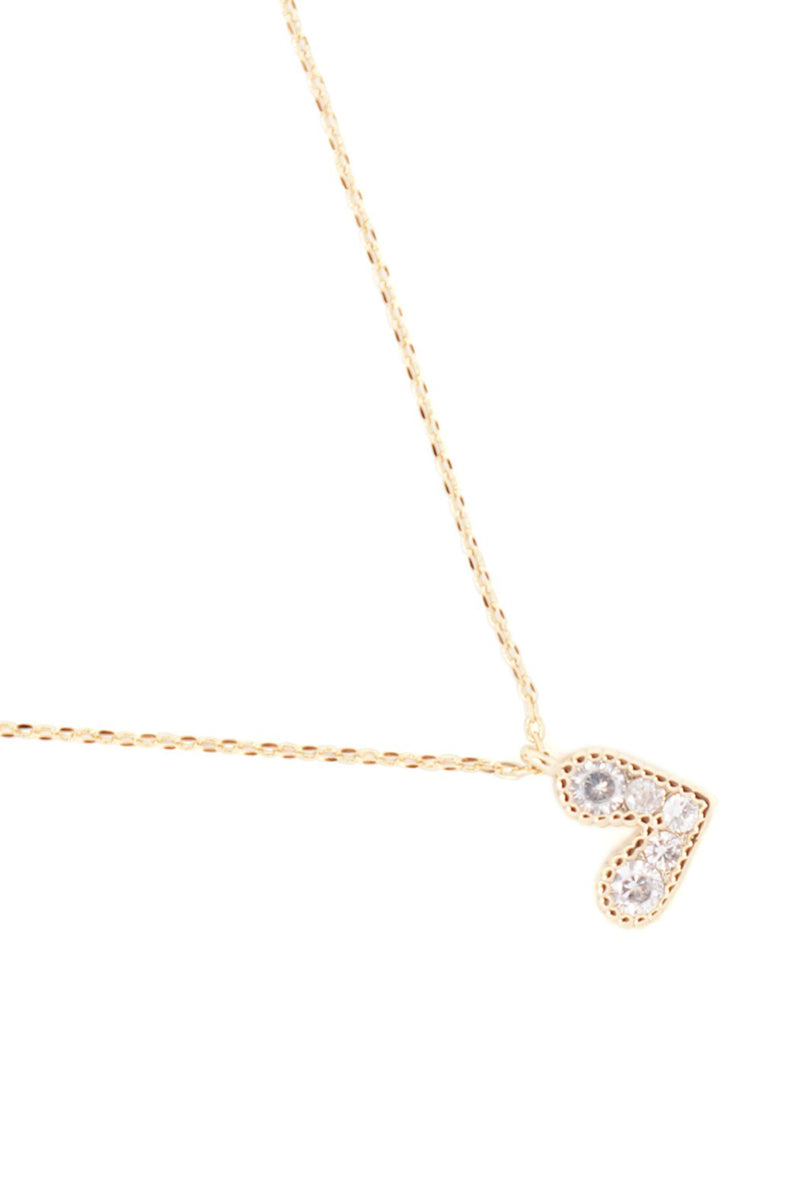 Brass Zirconia Heart Pendant Necklace