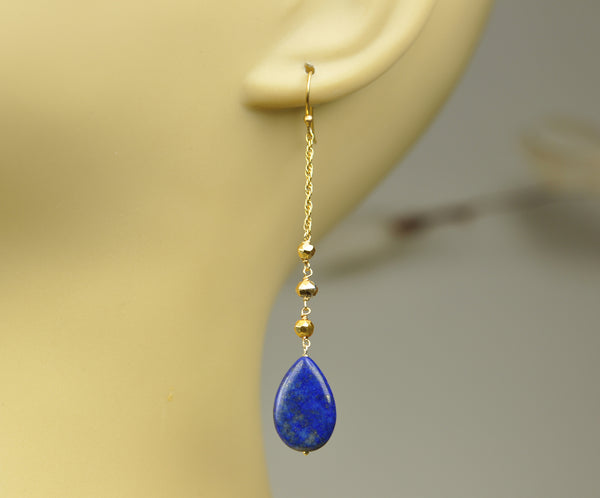 Lapis Lazuli Linear Drop Earrings