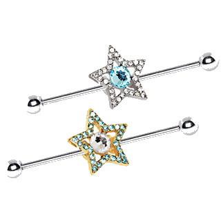 316L Stainless Steel Dazzling Star Industrial Barbell