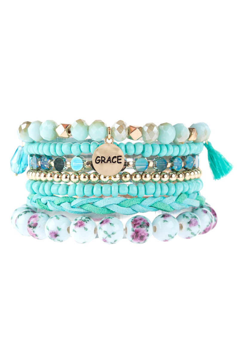 Hdb3193 - "Grace" Charm Multiline Beaded Bracelet
