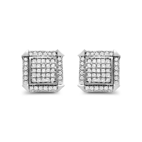 10K White Gold 1.0 Cttw Diamond  Composite With Halo Stud Earrings (H-I Color, I1-I2 Clarity)