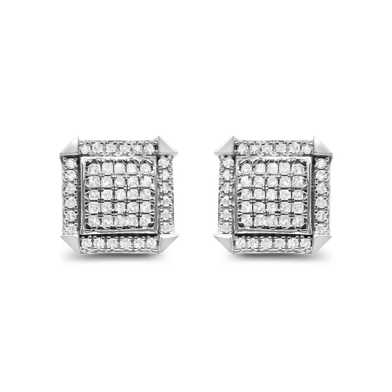 10K White Gold 1.0 Cttw Diamond  Composite With Halo Stud Earrings (H-I Color, I1-I2 Clarity)