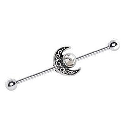 316L Stainless Steel Tribal Sun and Moon Industrial Barbell