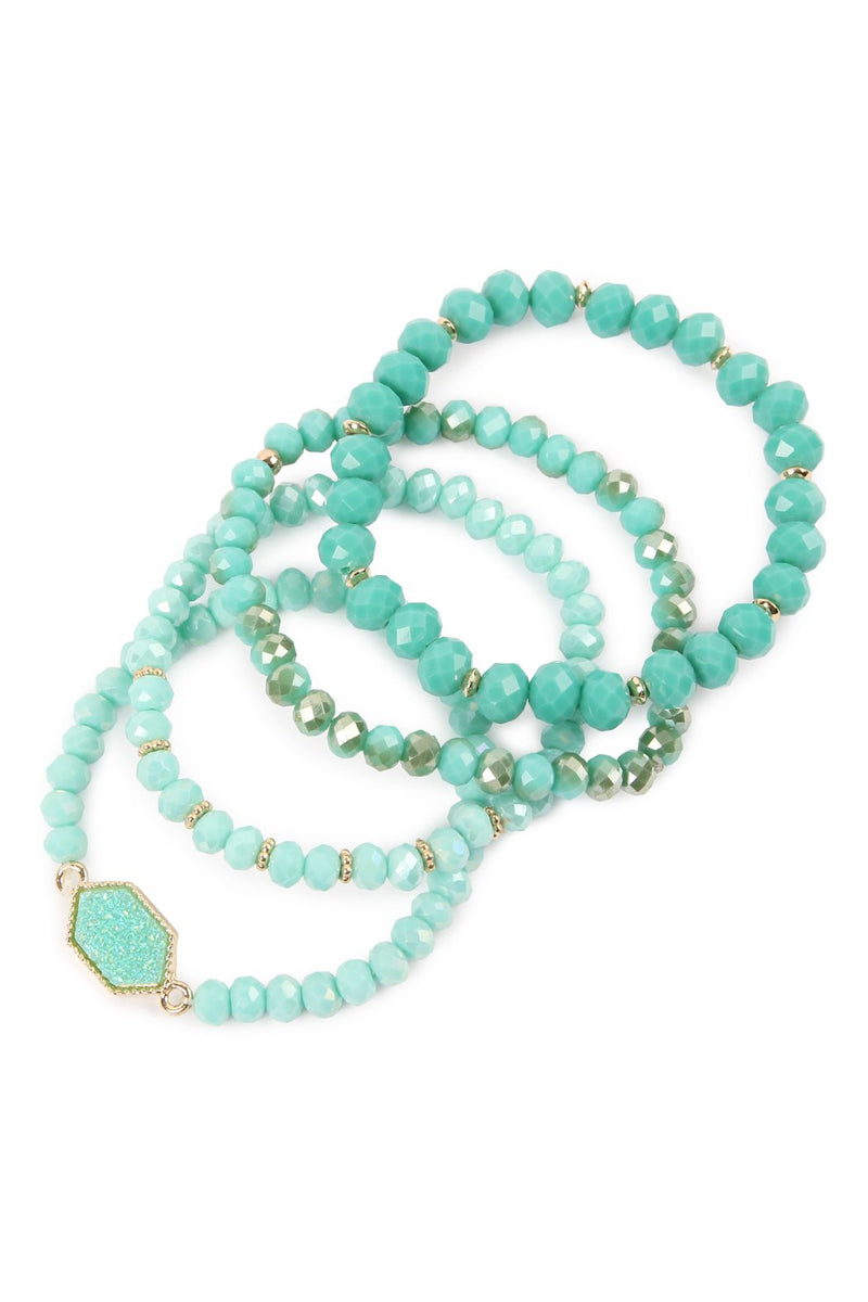 Hdb2227 - Druzy Glass Beads Bracelet Set