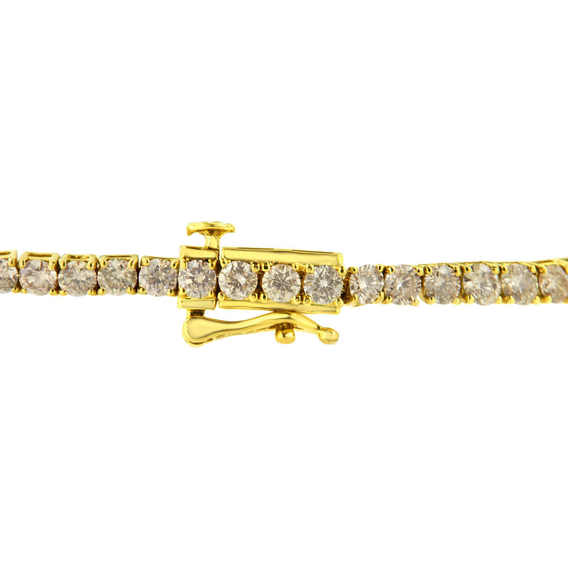 14K Yellow Gold Plated .925 Sterling Silver 4 Cttw 4-Prong Set Round-Cut Diamond Classic Tennis Bracelet (K-L Color, I2-