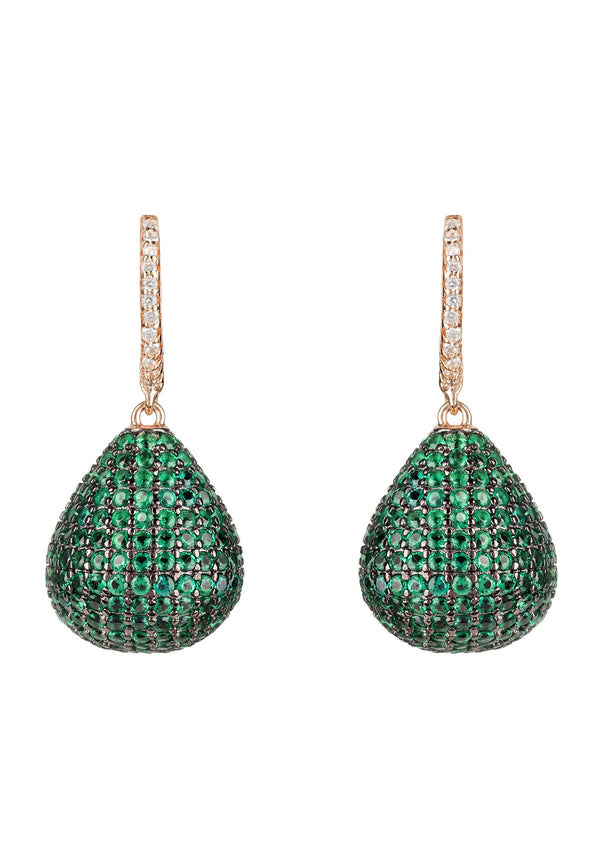 Valerie Pear Drop Gemstone Earring Rosegold Emerald Green