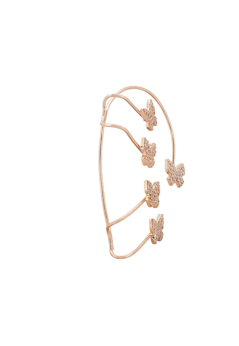 Butterflies Non-Pierced Ear Climber Right Rosegold