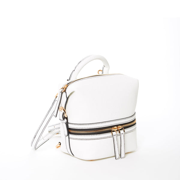 Ashley Small White Leather Backpack Purse
