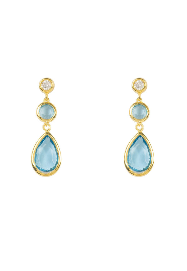 Tuscany Gemstone Drop Earring Gold Blue Topaz