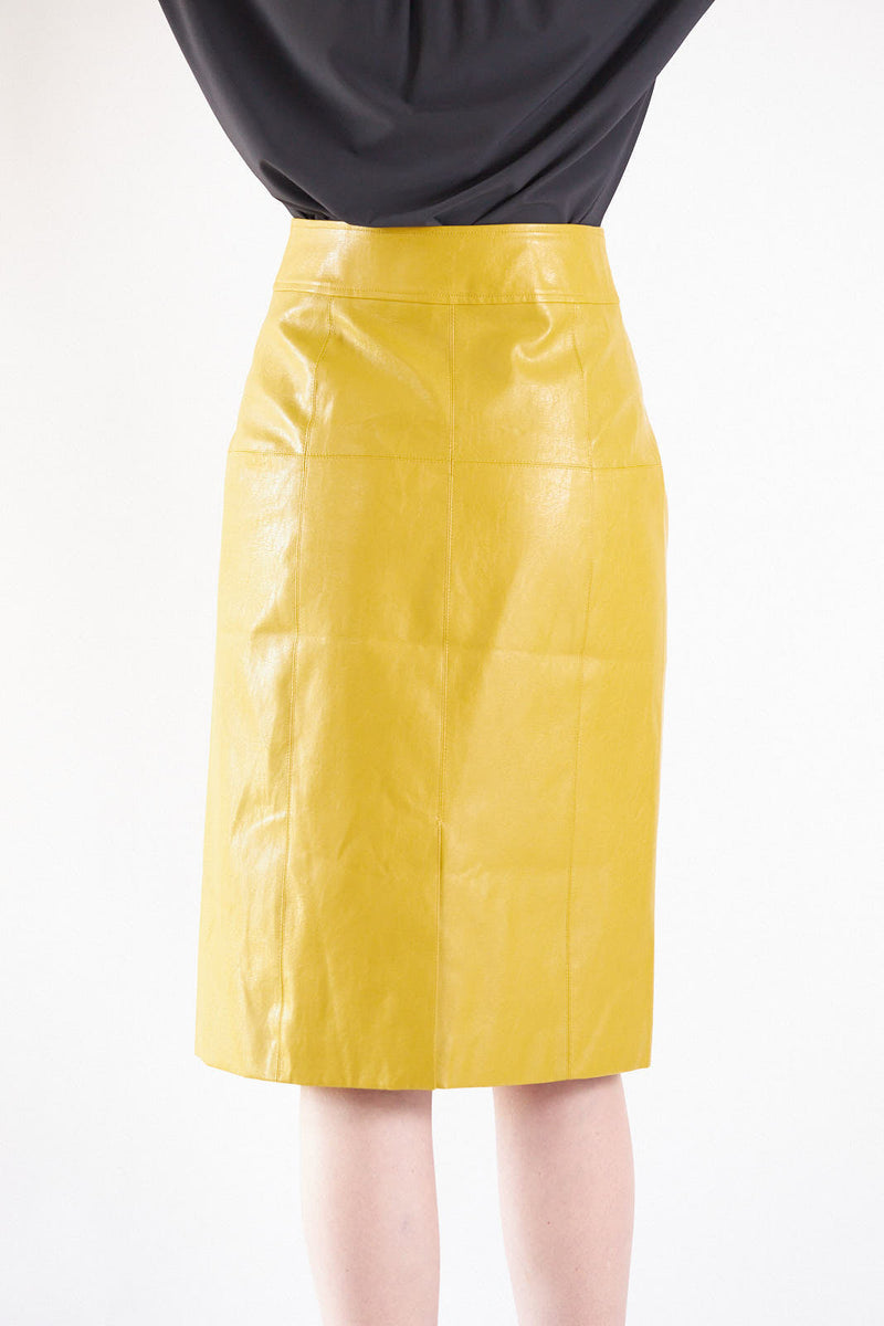 Power Woman- Mustard Leather Skirt