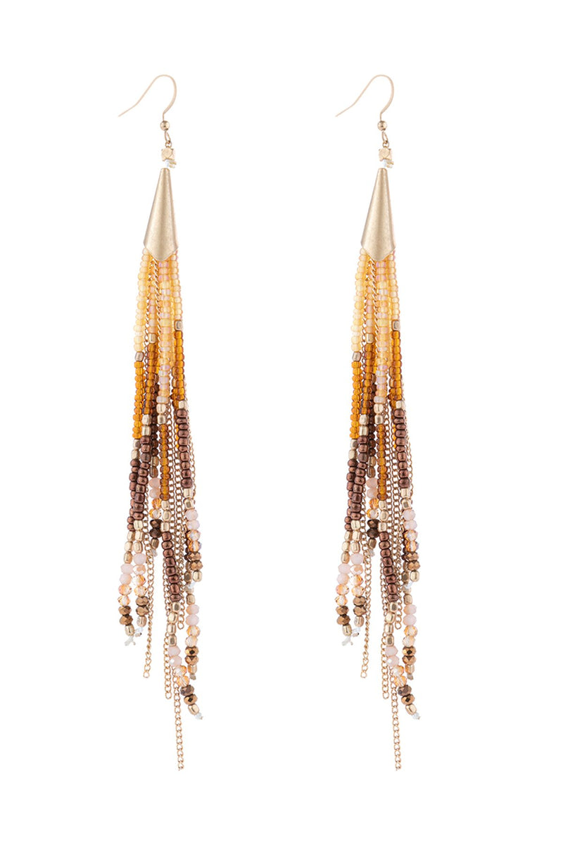Mixed Beads Tassel Earrings
