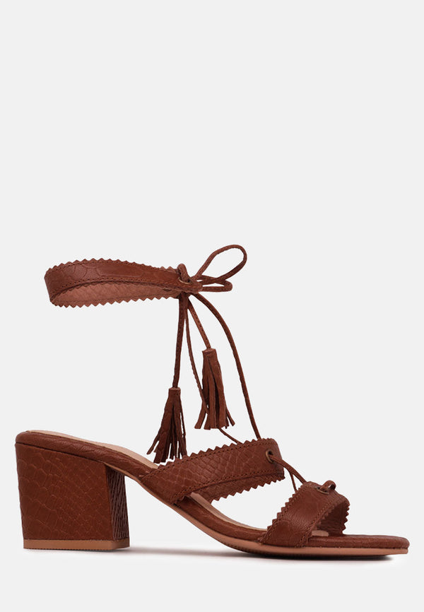 Zena Croc Texture Leather Sandal