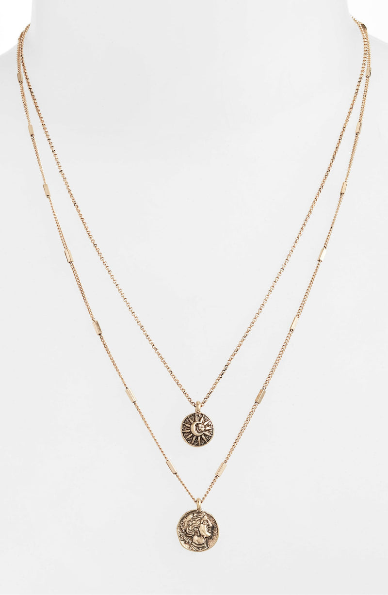 Sunburst Coin Charm Necklace