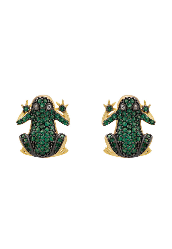 Leap Frog Stud Earrings Gold