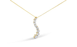 14k Yellow Gold 3.0 Cttw Baguette and Brilliant Round-Cut Diamond Journey 18" Pendant Necklace (I-J Color, I2-I3 Clarity