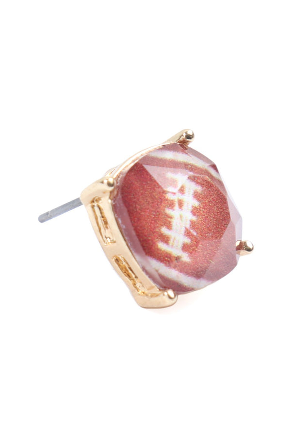27053 - Sports Cushion Cut Football Stud Earrings
