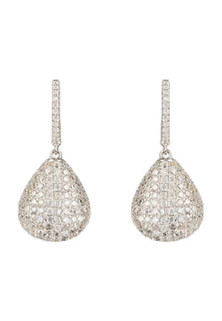 Valerie Pear Drop Gemstone Earrings Silver White CZ