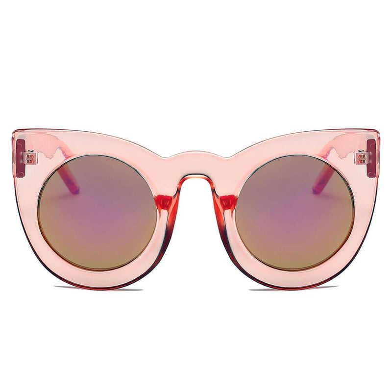 HINTON | S1066 - Women Round Cat Eye Oversize Sunglasses