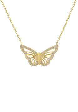 Filigree Butterfly Necklace Gold