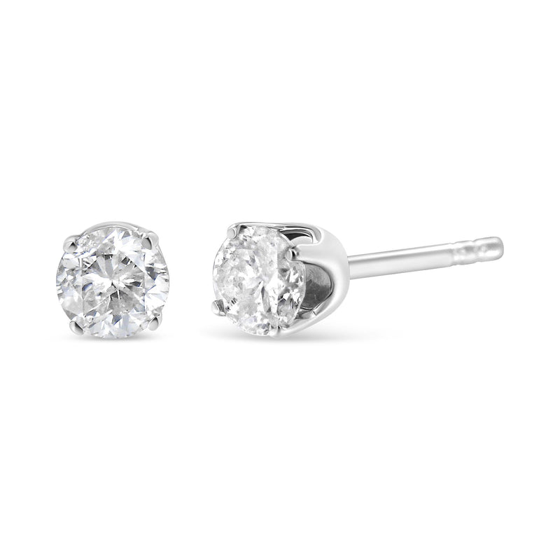 IGI Certified 1.00 Cttw Round Brilliant-Cut Diamond 14K White Gold Classic 4-Prong Solitaire Stud Earrings (H-I Color, I