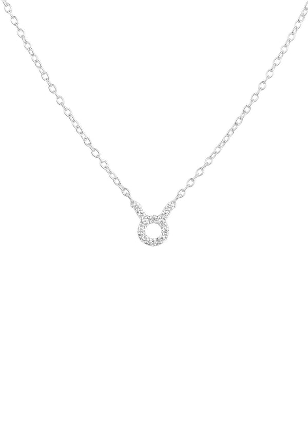 Diamond Zodiac Silver Necklace Taurus