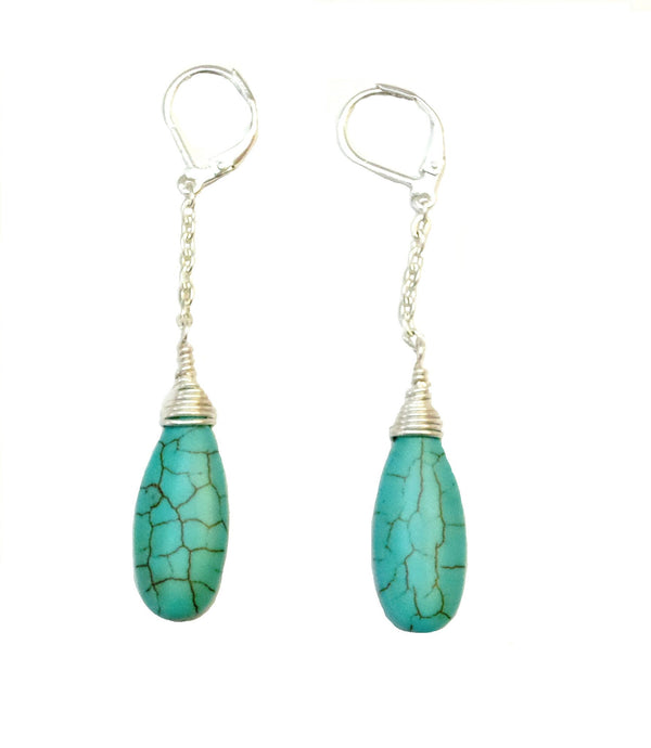 Turquoise Long Drop - Gold or Silver