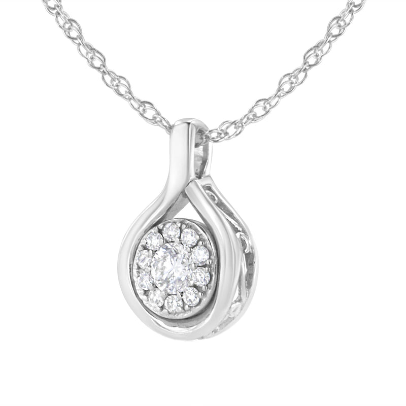 .925 Sterling Silver 1/4 Cttw Lab-Grown Diamond Drop Pendant Necklace (F-G Color, VS2-SI1 Clarity)