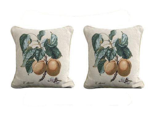 DaDa Bedding Set of Two Apricot Elegant Throw Pillow Covers W/ Inserts - 2-Pcs - 18"
