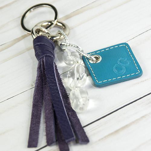 Lucca Leather Bag Charm-Purple