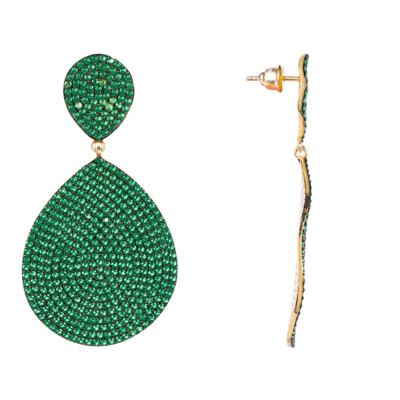 Monte Carlo Earring Gold Emerald Zircon