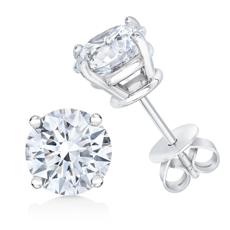 AGS Certified 14K White Gold 1.0 Cttw 4-Prong Set Brilliant Round-Cut Solitaire Diamond Push Back Stud Earrings (H-I Col
