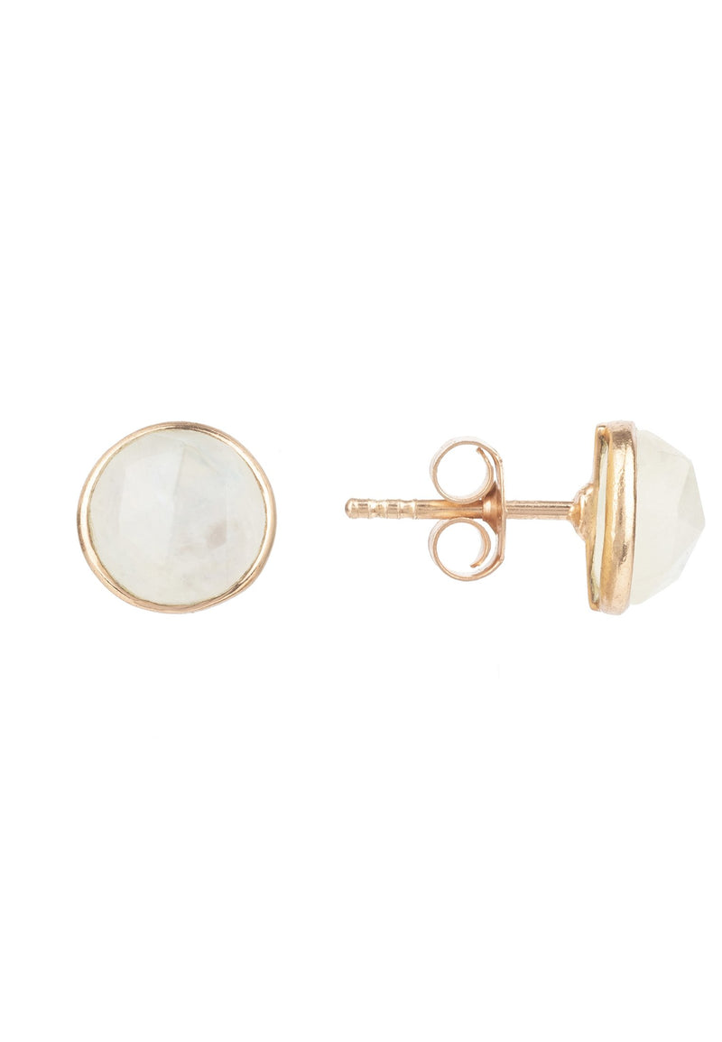 Medium Circle Stud Earrings Rosegold Moonstone