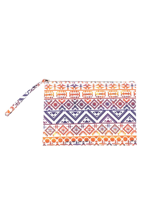 Mp0122nv-Rd - Navy Red Colorful Tribal Pouch