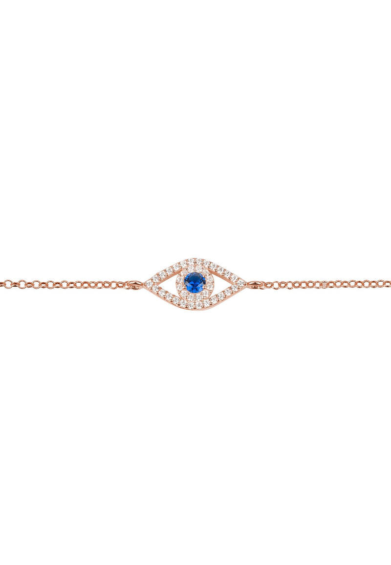 Evil Eye Eliptical Bracelet Blue Rosegold