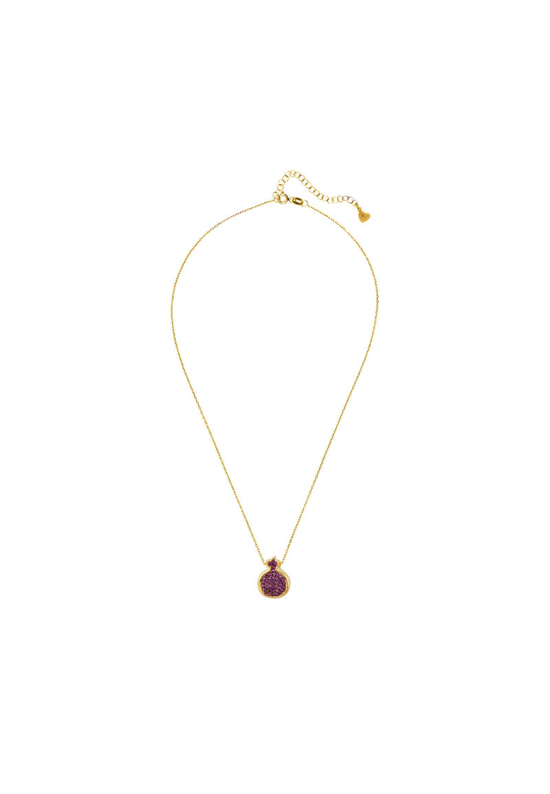 Pomegranate Ruby Pink Pendant Necklace Gold