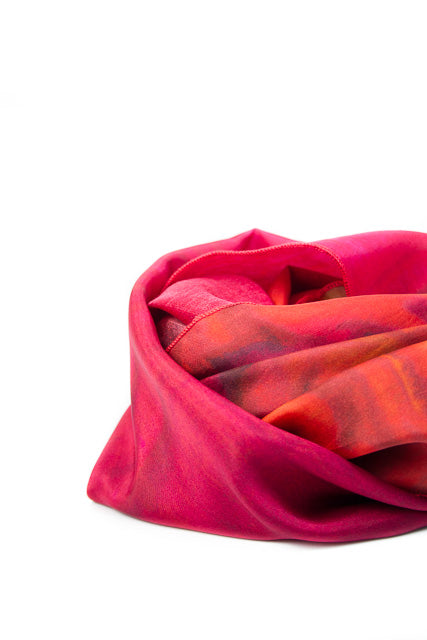 Ethereal Mixed Silk Infinity Scarf: Pinkberry