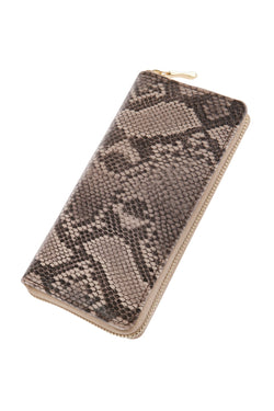 Hdg2685 - Python Skin Printed Single Zipper Wallet