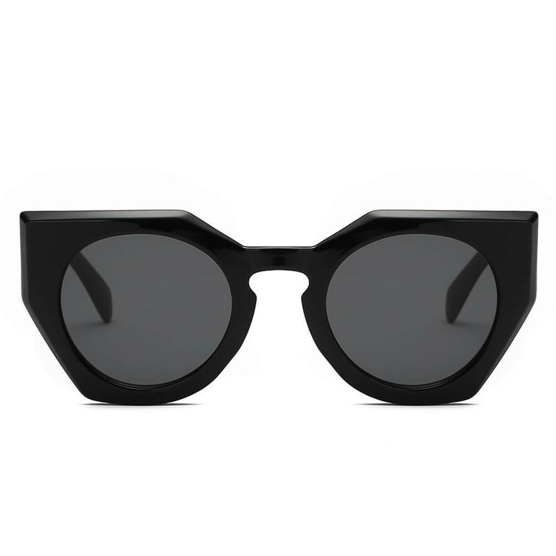 BERGEN | S1070 - Women Geometric Round Cat Eye Sunglasses