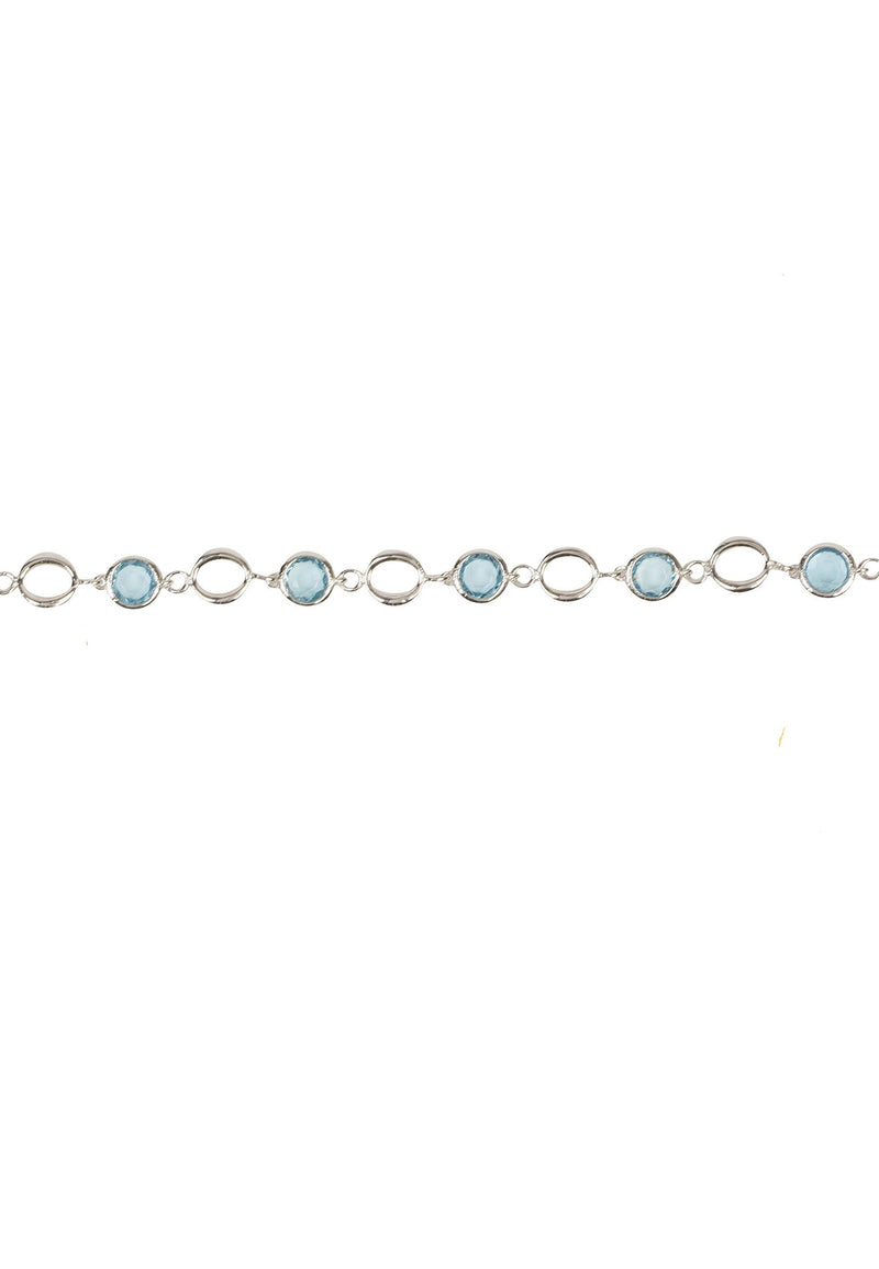 Milan Link Gemstone Bracelet Silver Blue Topaz