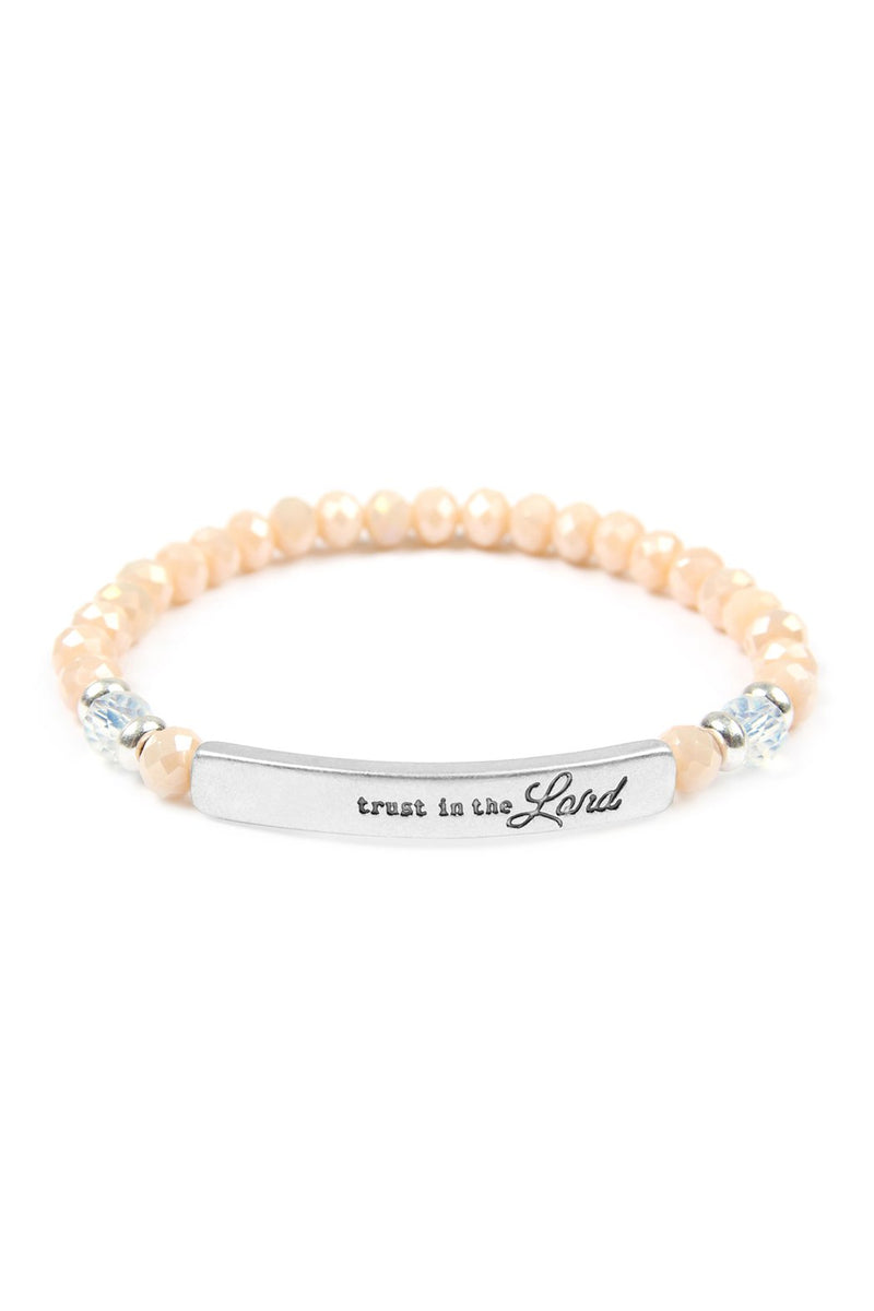 83594 - "Trust in the Lord" 6mm Glass Beads Stretch Bracelet