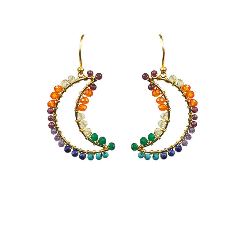 Chakra Crecent Moon Earrings