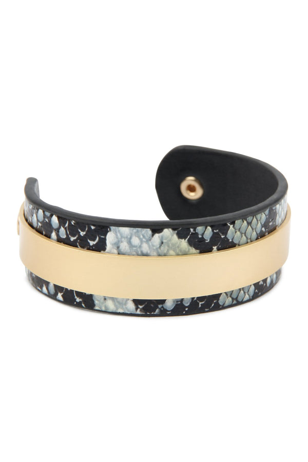 Hdb2608 - Snake Skin Leather Cuff Bracelet